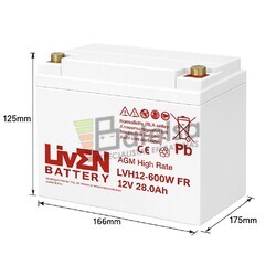 Bater�a 12 Voltios 28 Amperios LVHR12-600W | Liven Battery